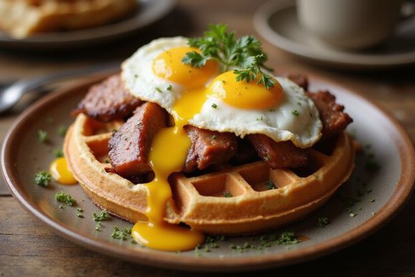 Smoked Duck & Eggs waffle